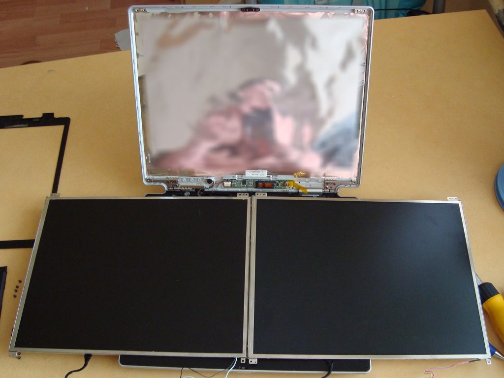 Old and new LCD screen panels to compare